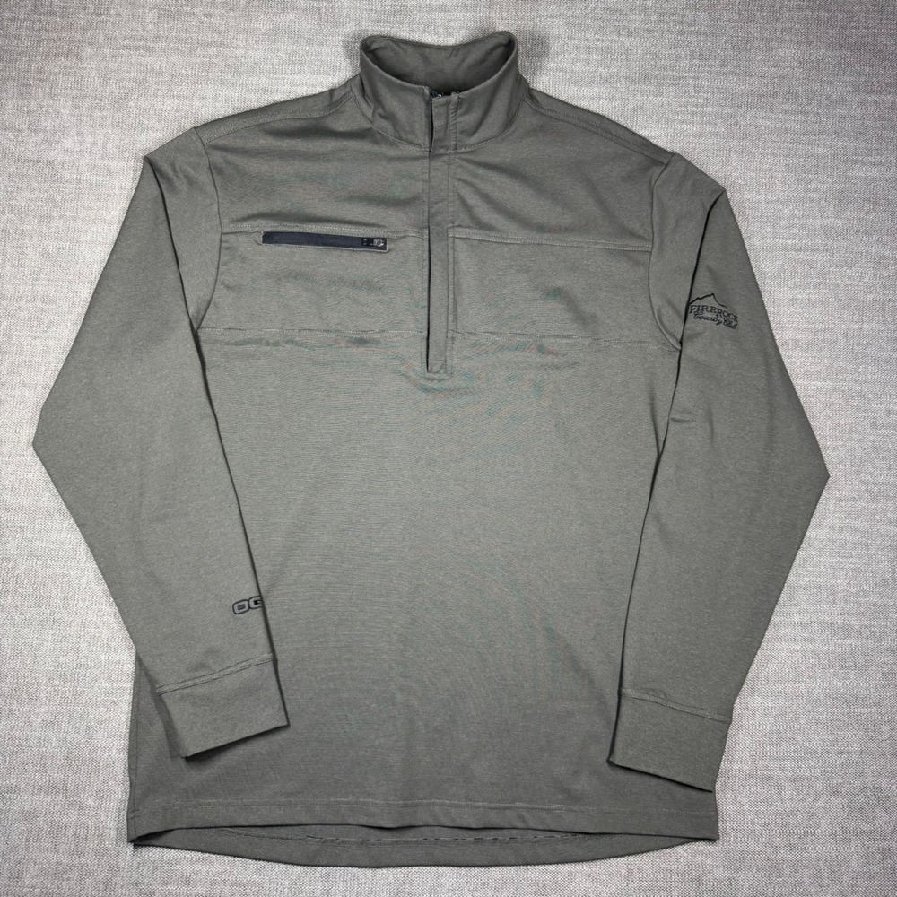 OGIO‎ Ace Mens Large Olive Green 1/4 Zip Pullover FireRock Country Club Top